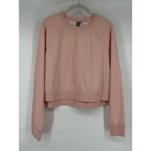 Sweaty Betty Chelsea Cropped Long Sleeve French Terry Peach Pink Size Large EUC - Picture 1 of 9